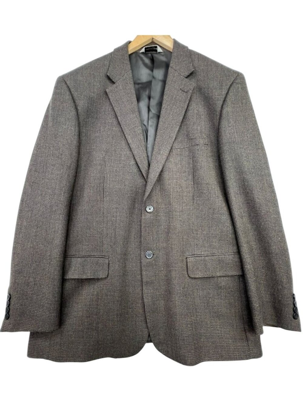 Pronto Uomo Mens Lambswool 2-Button Blazer Sport Coat Long Sleeve Size 44L Brown